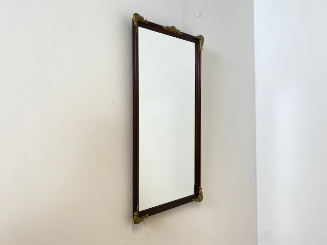 WMK I Versand möglich I Sehr hübscher 60er Jahre Wandspiegel im antiken Stil mit Holzrahmen und goldfarbenen Zierelementen I Spiegel Flurspiegel Barock Rokoko Mid-Century Vintage Berlin Bremen Bayern