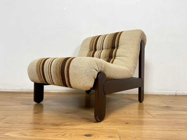 WMK I Stilvoller 70er Space Age Modular Sessel mit beigem Wollbezug auf Holzrahmen I Clubsessel 3er 2er Sofa Couch Sitzgarnitur Sitzgruppe Ecksofa Lounge Retro Wohnzimmer Set Vintage Mid-Century