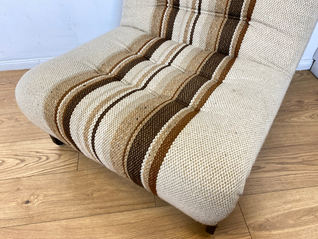WMK I Stilvoller 70er Space Age Modular Sessel mit beigem Wollbezug auf Holzrahmen I Clubsessel 3er 2er Sofa Couch Sitzgarnitur Sitzgruppe Ecksofa Lounge Retro Wohnzimmer Set Vintage Mid-Century