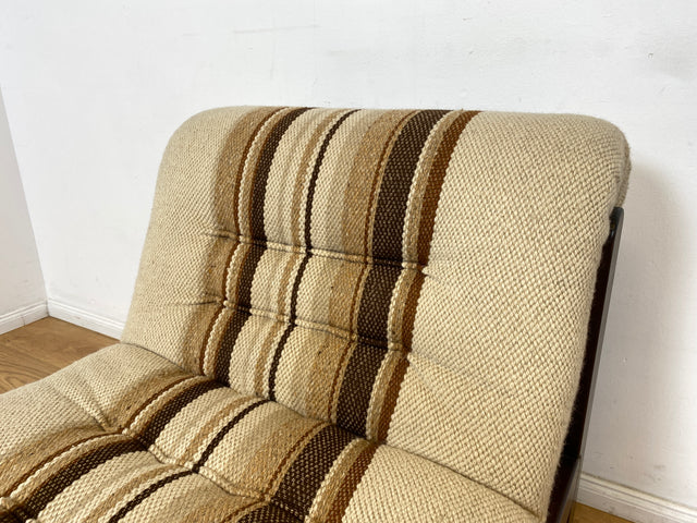 WMK I Stilvoller 70er Space Age Modular Sessel mit beigem Wollbezug auf Holzrahmen I Clubsessel 3er 2er Sofa Couch Sitzgarnitur Sitzgruppe Ecksofa Lounge Retro Wohnzimmer Set Vintage Mid-Century