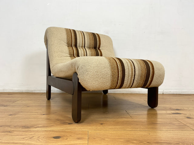 WMK I Stilvoller 70er Space Age Modular Sessel mit beigem Wollbezug auf Holzrahmen I Clubsessel 3er 2er Sofa Couch Sitzgarnitur Sitzgruppe Ecksofa Lounge Retro Wohnzimmer Set Vintage Mid-Century