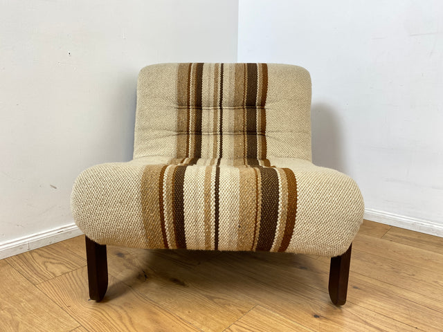 WMK I Stilvoller 70er Space Age Modular Sessel mit beigem Wollbezug auf Holzrahmen I Clubsessel 3er 2er Sofa Couch Sitzgarnitur Sitzgruppe Ecksofa Lounge Retro Wohnzimmer Set Vintage Mid-Century