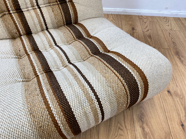 WMK I Stilvoller 70er Space Age Modular Sessel mit beigem Wollbezug auf Holzrahmen I Clubsessel 3er 2er Sofa Couch Sitzgarnitur Sitzgruppe Ecksofa Lounge Retro Wohnzimmer Set Vintage Mid-Century