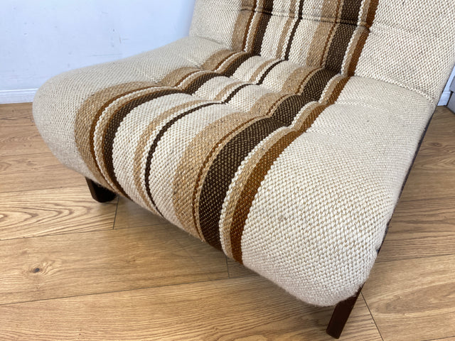 WMK I Stilvoller 70er Space Age Modular Sessel mit beigem Wollbezug auf Holzrahmen I Clubsessel 3er 2er Sofa Couch Sitzgarnitur Sitzgruppe Ecksofa Lounge Retro Wohnzimmer Set Vintage Mid-Century