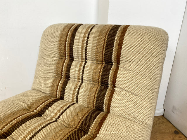 WMK I Stilvoller 70er Space Age Modular Sessel mit beigem Wollbezug auf Holzrahmen I Clubsessel 3er 2er Sofa Couch Sitzgarnitur Sitzgruppe Ecksofa Lounge Retro Wohnzimmer Set Vintage Mid-Century