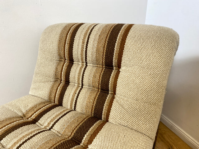 WMK I Stilvoller 70er Space Age Modular Sessel mit beigem Wollbezug auf Holzrahmen I Clubsessel 3er 2er Sofa Couch Sitzgarnitur Sitzgruppe Ecksofa Lounge Retro Wohnzimmer Set Vintage Mid-Century