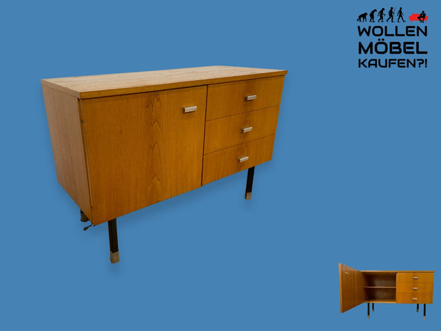 WMK I Schöner helle 70er Jahre Kommode mit Schubladen und Metallfüßen I Sideboard Schrank Flurkommode Schuhschrank TV Lowboard Board Fernsehkommode Wäschekommode Vintage Retro Berlin Leipzig Hannover