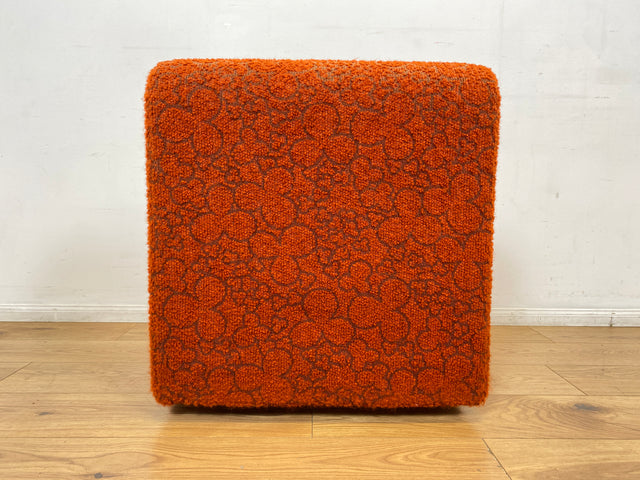 WMK I Kultiges 70er Jahre Space Age Modular Sofa aus 2 Sessel mit grandiosem orangem Originalbezug & Staufächern