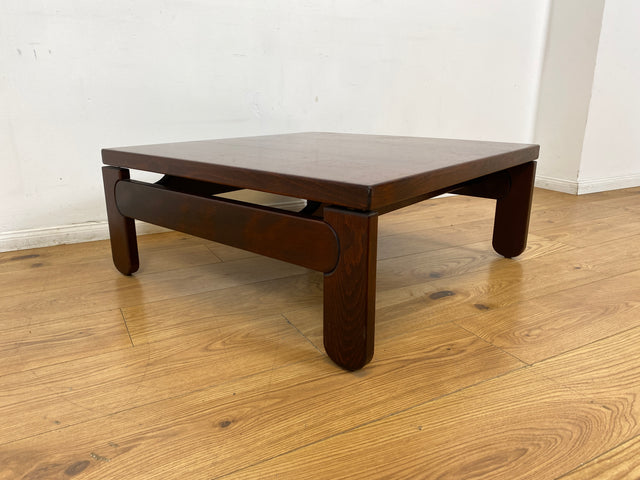 WMK I Stilvoller & sehr gut erhaltener niedriger 70er Space Age Couchtisch aus dunklem Holz I Wohnzimmertisch Coffee Table Clubtisch Sitzgarnitur Retro Vintage Mid-Century Berlin Leipzig Bayern NRW