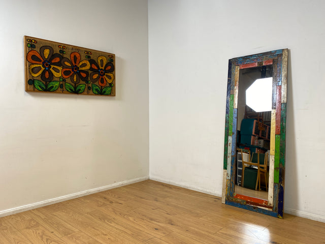 Boatwood by WMK I 70x180cm großer Spiegel I handgefertigtes Unikat aus altem Bootsholz in Originalfarben I bunter Wandspiegel Standspiegel Ganzkörperspiegel Flurspiegel Garderobe Berlin Köln Hannover