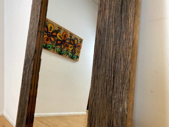 Boatwood by WMK I Einzigartiger 95x195cm großer Spiegel I handgefertigtes Unikat aus altem Bootsholz I Wandspiegel Standspiegel Ganzkörperspiegel Flurspiegel Garderobe Treibholz Berlin Hamburg Bremen