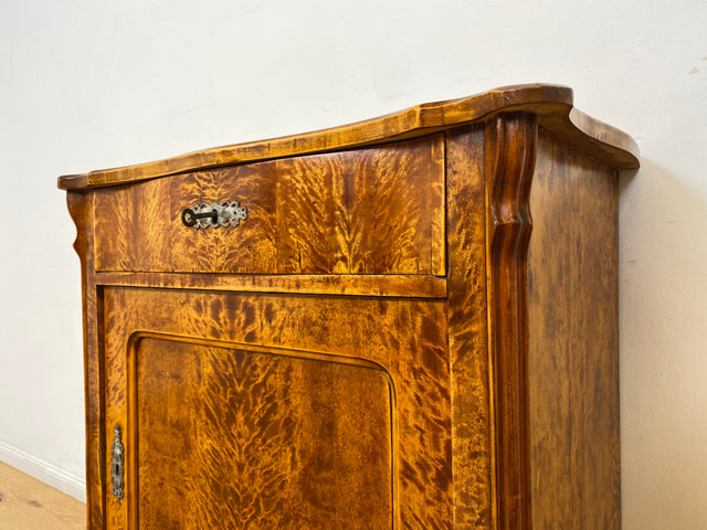 WMK I Wunderschöne kleine antike Kommode aus vollem Holz mit Schublade und in edlem Flammenfurnier I Schrank Flurkommode Wäschekommode Cabinet Konsole Biedermeier Vintage Berlin Stuttgart Düsseldorf