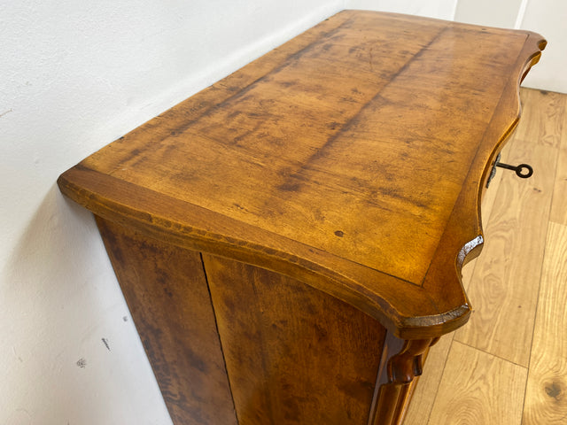 WMK I Wunderschöne kleine antike Kommode aus vollem Holz mit Schublade und in edlem Flammenfurnier I Schrank Flurkommode Wäschekommode Cabinet Konsole Biedermeier Vintage Berlin Stuttgart Düsseldorf