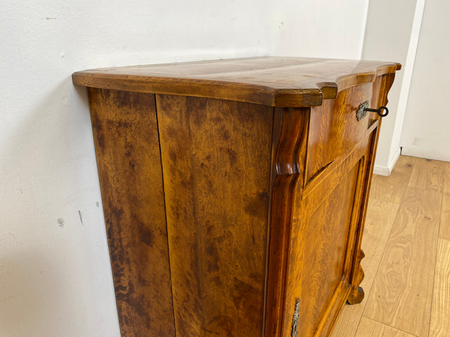 WMK I Wunderschöne kleine antike Kommode aus vollem Holz mit Schublade und in edlem Flammenfurnier I Schrank Flurkommode Wäschekommode Cabinet Konsole Biedermeier Vintage Berlin Stuttgart Düsseldorf