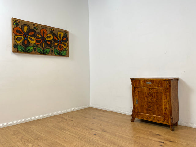 WMK I Wunderschöne kleine antike Kommode aus vollem Holz mit Schublade und in edlem Flammenfurnier I Schrank Flurkommode Wäschekommode Cabinet Konsole Biedermeier Vintage Berlin Stuttgart Düsseldorf