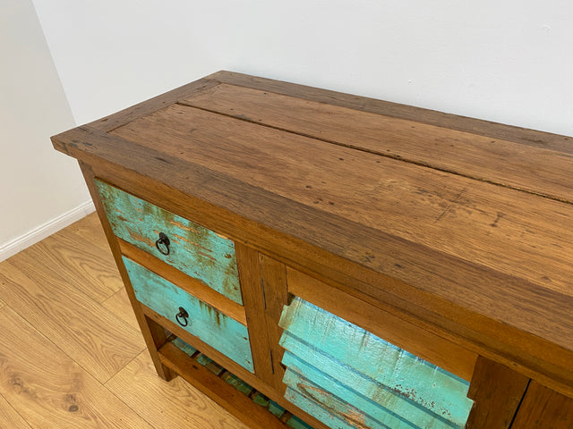 Boatwood by WMK # Einzigartige 180cm Anrichte aus altem Bootsholz, ein handgefertigtes Unikat aus massivem Teakholz # Schrank Sideboard Kommode Küchenanrichte Küchenschrank Geschirrschrank Flurschrank