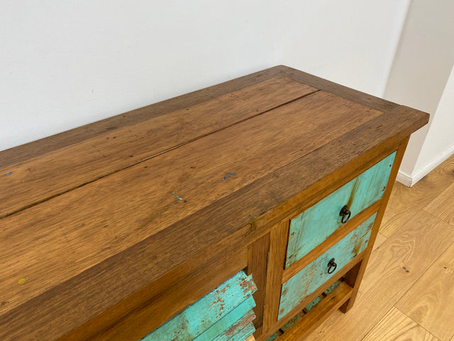 Boatwood by WMK # Einzigartige 180cm Anrichte aus altem Bootsholz, ein handgefertigtes Unikat aus massivem Teakholz # Schrank Sideboard Kommode Küchenanrichte Küchenschrank Geschirrschrank Flurschrank