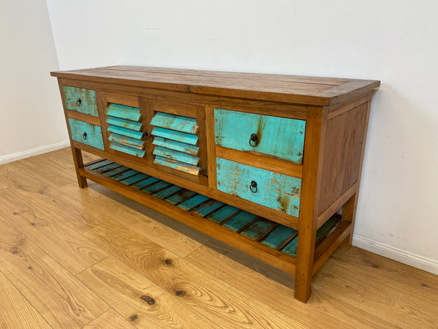 Boatwood by WMK # Einzigartige 180cm Anrichte aus altem Bootsholz, ein handgefertigtes Unikat aus massivem Teakholz # Schrank Sideboard Kommode Küchenanrichte Küchenschrank Geschirrschrank Flurschrank