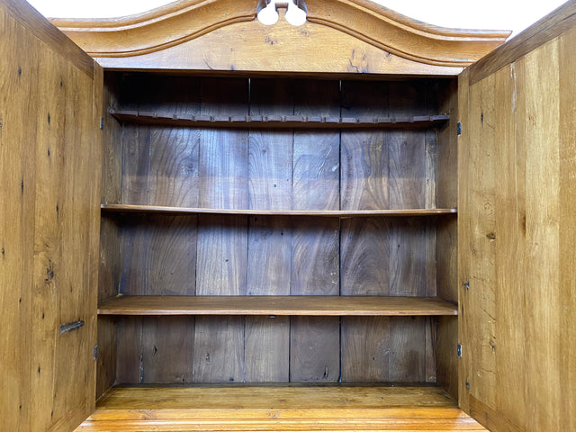 WMK # Wunderschöner nordischer antiker Aufsatzsekretär aus massiver Eiche mit edlen Messinggriffen # Sekretär Schreibschrank Schreibtisch Highboard Schrank Bücherschrank Barock Biedermeier Vintage