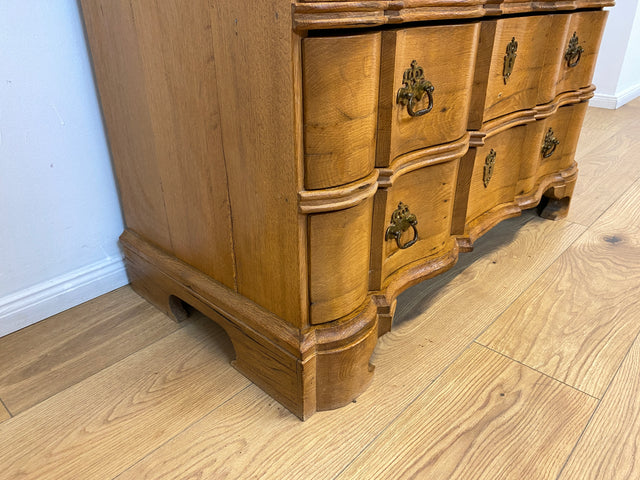 WMK # Wunderschöner nordischer antiker Aufsatzsekretär aus massiver Eiche mit edlen Messinggriffen # Sekretär Schreibschrank Schreibtisch Highboard Schrank Bücherschrank Barock Biedermeier Vintage