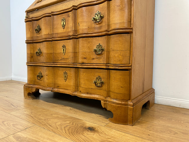 WMK # Wunderschöner nordischer antiker Aufsatzsekretär aus massiver Eiche mit edlen Messinggriffen # Sekretär Schreibschrank Schreibtisch Highboard Schrank Bücherschrank Barock Biedermeier Vintage