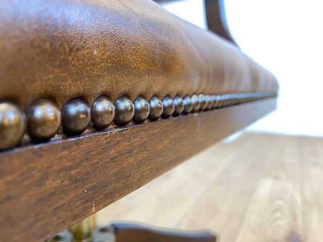 WMK I Stilvoller und sehr rarer Art Deco Schreibtischstuhl mit cognacbraunem Leder, neig- und höhenverstellbar I Drehstuhl Drehsessel Sessel Chefsessel Stuhl Office Chair Antik Vintage 20er 30er Leder
