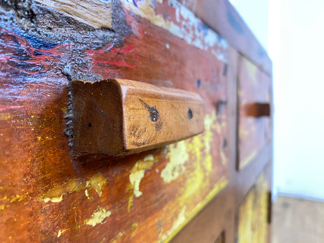 Boatwood by WMK I Besondere Kommode mit Schubladen I handgefertigt aus altem Bootsholz l ein Unikat aus massivem Teakholz I Schrank Sideboard Anrichte Wäschekommode Küchenschrank Cabinet Berlin Sylt