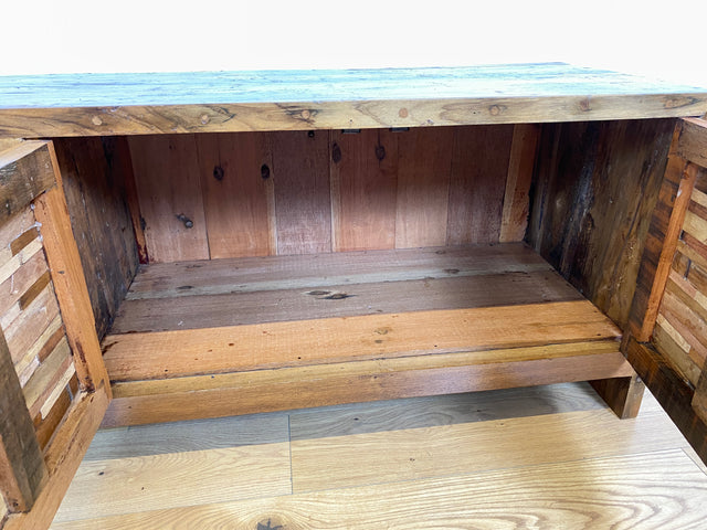 Boatwood by WMK # Besonders schönes 200cm langes Sideboard aus altem Bootsholz, ein handgefertigtes Unikat aus massivem Teakholz # Kommode Lowboard TV Bank Board Anrichte Bootsmöbel Rostock Kiel Slyt