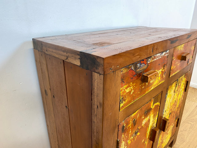 Boatwood by WMK I Besondere Kommode mit Schubladen I handgefertigt aus altem Bootsholz l ein Unikat aus massivem Teakholz I Schrank Sideboard Anrichte Wäschekommode Küchenschrank Cabinet Berlin Sylt