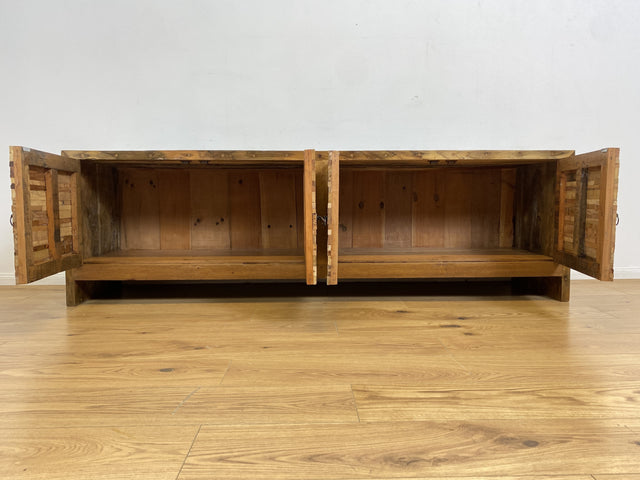 Boatwood by WMK # Besonders schönes 200cm langes Sideboard aus altem Bootsholz, ein handgefertigtes Unikat aus massivem Teakholz # Kommode Lowboard TV Bank Board Anrichte Bootsmöbel Rostock Kiel Slyt