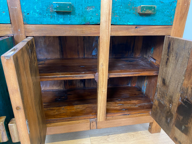 Boatwood by WMK I Nachhaltiges Sideboard handgefertigt aus altem Bootsholz mit Schubladen