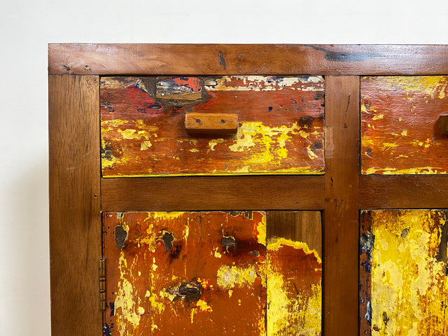 Boatwood by WMK I Besondere Kommode mit Schubladen I handgefertigt aus altem Bootsholz l ein Unikat aus massivem Teakholz I Schrank Sideboard Anrichte Wäschekommode Küchenschrank Cabinet Berlin Sylt
