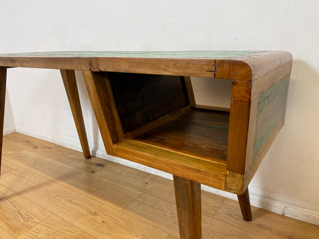 Boatwood by WMK I Einzigartiger freistehender Schreibtisch handgefertigt aus altem Bootsholz