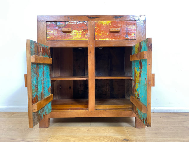 Boatwood by WMK I Besondere Kommode mit Schubladen I handgefertigt aus altem Bootsholz l ein Unikat aus massivem Teakholz I Schrank Sideboard Anrichte Wäschekommode Küchenschrank Cabinet Berlin Sylt