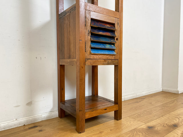 Boatwood by WMK I Besonderes Regal mit Lamellentüren I Handmade Unikat aus altem Bootsholz I Teakholz massiv I Holzregal Bücherregal Bücherschrank Küchenregal Badschrank Badregal Flurregal Berlin Kiel