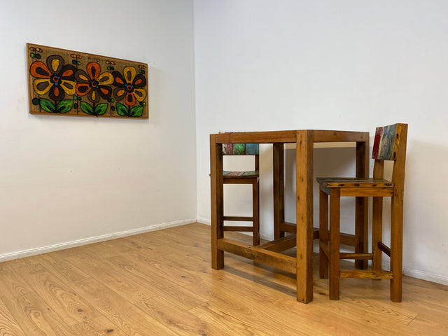 Boatwood by WMK I 1/3 Schöner bunter Barhocker I ein handmade Unikat aus altem Bootsholz l Teakholz massiv I Hocker Sitzhocker Küchenstuhl Holzstuhl Stuhl Bar Stool Hausbar Gastro Berlin Rostock Sylt