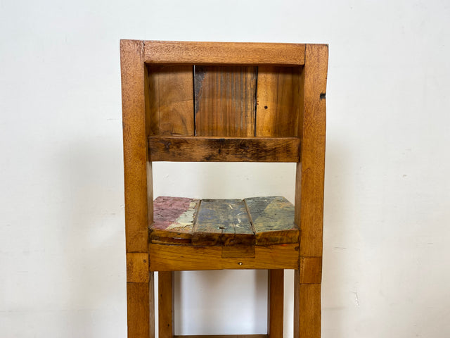 Boatwood by WMK I 1/3 Schöner bunter Barhocker I ein handmade Unikat aus altem Bootsholz l Teakholz massiv I Hocker Sitzhocker Küchenstuhl Holzstuhl Stuhl Bar Stool Hausbar Gastro Berlin Rostock Sylt