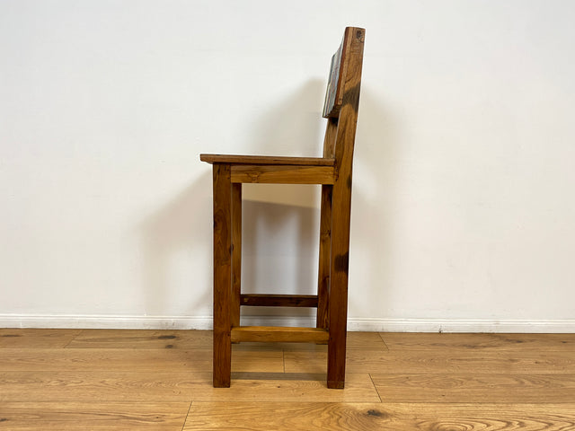 Boatwood by WMK # 1/3 Bunterschöner Barhocker aus altem Bootsholz, ein handgefertigtes Unikat aus massivem Teakholz # Barstuhl Hocker Sitzhocker Stuhl Küchenstuhl Holzstuhl Bar Stool Hausbar Gastro