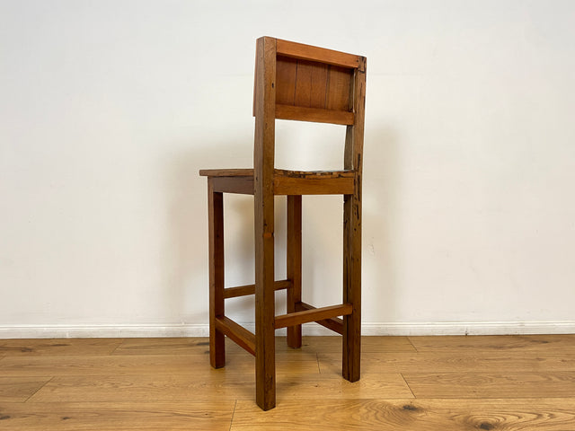 Boatwood by WMK # 1/3 Bunterschöner Barhocker aus altem Bootsholz, ein handgefertigtes Unikat aus massivem Teakholz # Barstuhl Hocker Sitzhocker Stuhl Küchenstuhl Holzstuhl Bar Stool Hausbar Gastro