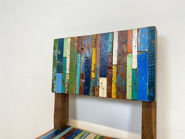 Boatwood by WMK # 1/5 Bunterschöner Barhocker aus altem Bootsholz, ein handgefertigtes Unikat aus massivem Teakholz # Barstuhl Hocker Sitzhocker Stuhl Küchenstuhl Holzstuhl Bar Stool Hausbar Gastro