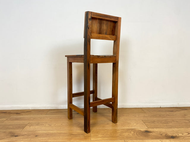 Boatwood by WMK # 1/5 Bunterschöner Barhocker aus altem Bootsholz, ein handgefertigtes Unikat aus massivem Teakholz # Barstuhl Hocker Sitzhocker Stuhl Küchenstuhl Holzstuhl Bar Stool Hausbar Gastro