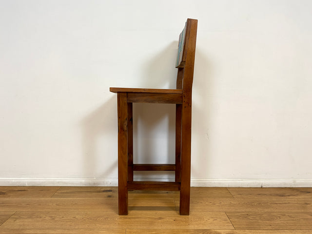 Boatwood by WMK # 1/5 Bunterschöner Barhocker aus altem Bootsholz, ein handgefertigtes Unikat aus massivem Teakholz # Barstuhl Hocker Sitzhocker Stuhl Küchenstuhl Holzstuhl Bar Stool Hausbar Gastro