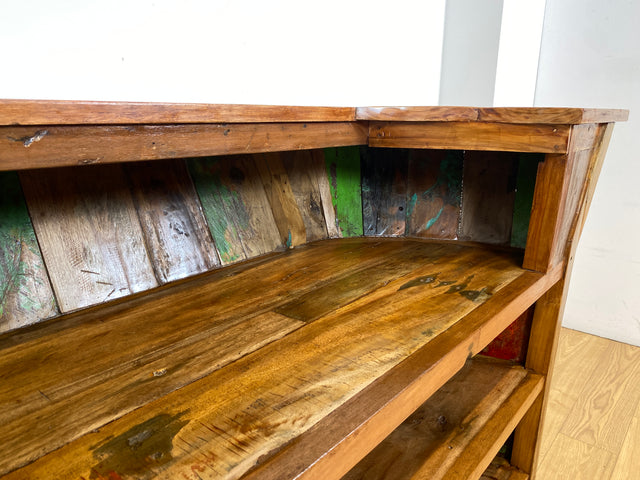 Boatwood by WMK I Einzigartige Bar aus altem Bootsholz I handgefertigtes Unikat in Originalfarben der Boote I Teakholz massiv I Hausbar Theke Cafe Bar Strand Beach Gastro Hotel Möbel Berlin Sylt Usedo