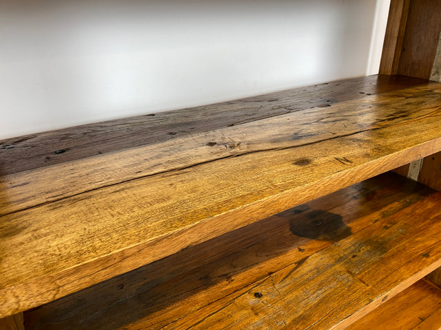 Boatwood by WMK # Nachhaltiges Bücherregal mit Schubladen , ein aus altem Bootsholz handgefertigtes Unikat aus massivem Teakholz # Regal Bücherschrank Highboard Holzregal Küchenregal Raumtrenner Teak