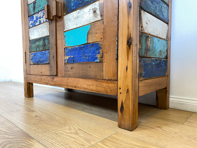 Boatwood by WMK # Bunte und nachhaltige Kommode aus altem Bootsholz, ein handgefertigtes Unikat aus massivem Teakholz # Schrank Anrichte Sideboard Wäschekommode Badezimmerschrank Schuhschrank Chest