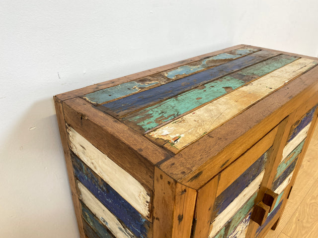 Boatwood by WMK # Bunte und nachhaltige Kommode aus altem Bootsholz, ein handgefertigtes Unikat aus massivem Teakholz # Schrank Anrichte Sideboard Wäschekommode Badezimmerschrank Schuhschrank Chest