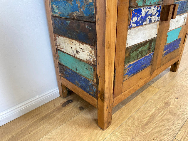 Boatwood by WMK # Bunte und nachhaltige Kommode aus altem Bootsholz, ein handgefertigtes Unikat aus massivem Teakholz # Schrank Anrichte Sideboard Wäschekommode Badezimmerschrank Schuhschrank Chest