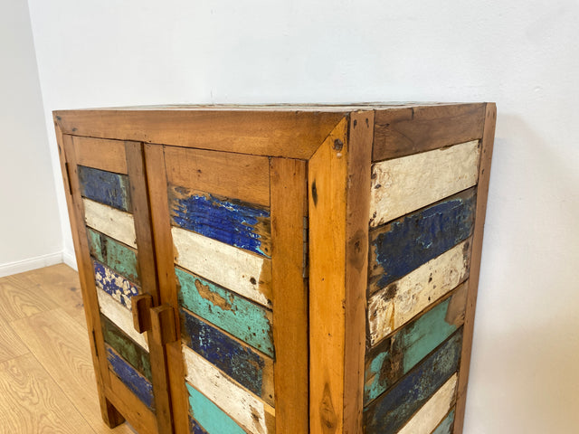 Boatwood by WMK # Bunte und nachhaltige Kommode aus altem Bootsholz, ein handgefertigtes Unikat aus massivem Teakholz # Schrank Anrichte Sideboard Wäschekommode Badezimmerschrank Schuhschrank Chest