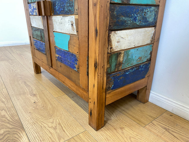 Boatwood by WMK # Bunte und nachhaltige Kommode aus altem Bootsholz, ein handgefertigtes Unikat aus massivem Teakholz # Schrank Anrichte Sideboard Wäschekommode Badezimmerschrank Schuhschrank Chest