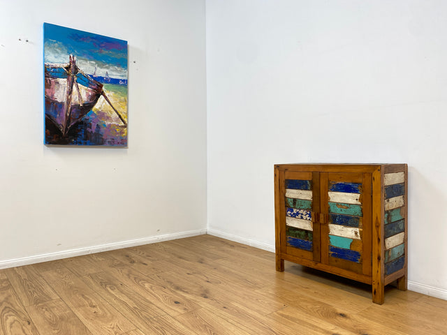 Boatwood by WMK # Bunte und nachhaltige Kommode aus altem Bootsholz, ein handgefertigtes Unikat aus massivem Teakholz # Schrank Anrichte Sideboard Wäschekommode Badezimmerschrank Schuhschrank Chest